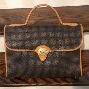 TED LAPIDUS Vachetta Leather and Embossed Vinyl Lockable Laptop Briefcase RARE